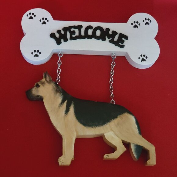 Wendy Country Critters Welcome Dog Sign German Shepherd - Picture 1 of 11